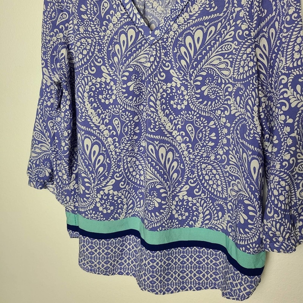 ST. JOHN'S BAY |  PAISLEY V-NECK BLOUSE | SIZE LARGE - Picture 4 of 8